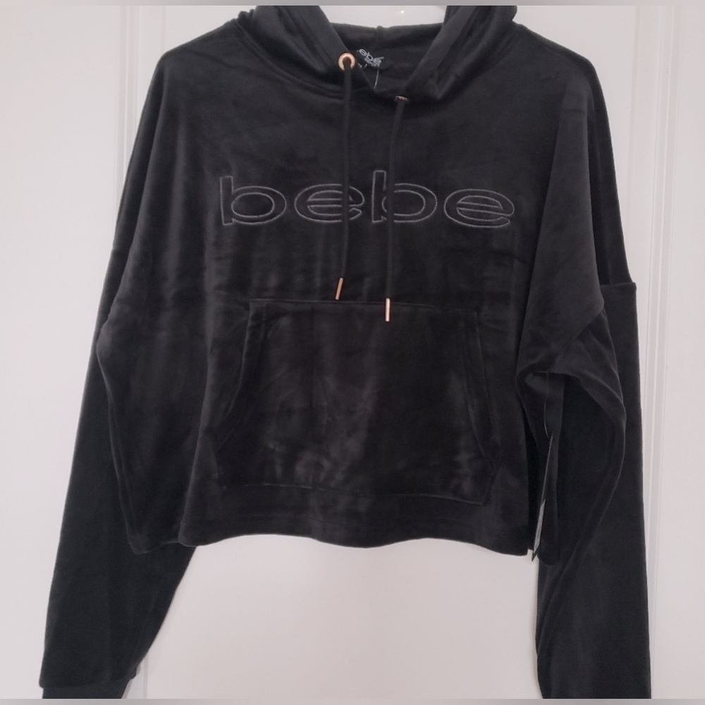 Bebe Sport Plush Hoodie Black 3x Nwt